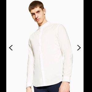 Topman White Grandad Slim Poplin Shirt